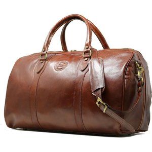 Cenzo Duffle Vecchio Women Leather Brown Italian Weekender Travel Bag